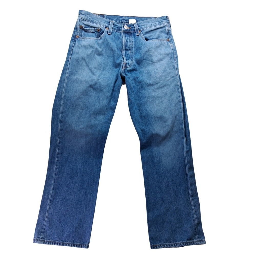 Levis 501 Original Fit Jeans Mens 31x30 Medium Wash Blue Cotton Button Fly